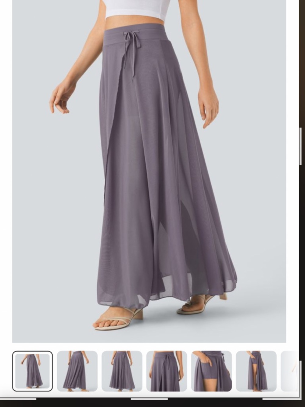 HALARA Lavender Gray Maxi Skirt with Drawstring Waist